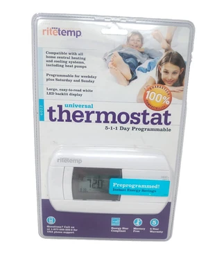 RiteTemp 6022 Universal 5-1-1 Programmable Thermostat HVAC A/C HEAT NEW SEALED - Image 1 of 4