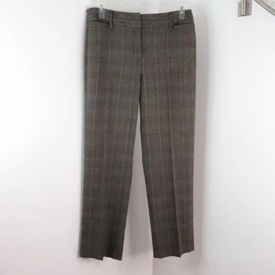Dressbarn Women's 12 Taupe Plaid Straight Leg Office Dress Trouser Pants - Image 1 of 4