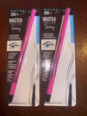 (2) Maybelline Master Precise Skinny WATERPROOF Eyeliner Pencil 220 SHARP BROWN - Image 1 of 2