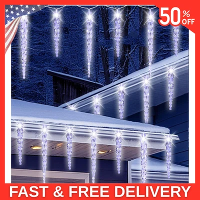 Christmas Icicle Lights Outdoor, 16.4FT Crystal String Light with 40 Ice Shap... - Image 1 of 4