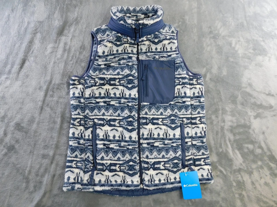 Chaleco Columbia Mujer Medio Azul Sherpa Vellón Azteca West Bend Nuevo con Etiquetas Foto 1 de 4