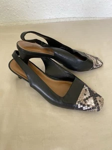 Next Black Animal Print Leather Sling back Shoe Size 5 - Picture 1 of 4