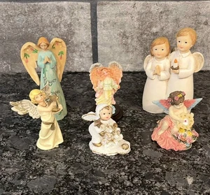 6 verschiedene kleine Engel Figuren Holz, Resin, Keramik & Kunststoff freistehend Vintage - Bild 1 von 8