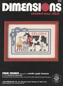 Dimensions Farm Friends Cow Dairy Duck Welcome Sign Cross Stitch Kit - 14ct - Bild 1 von 2