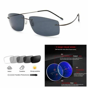 Multifocal Progressive Photochromic Rimless Memory Alloy Reading Glass Near Far - Picture 1 of 6