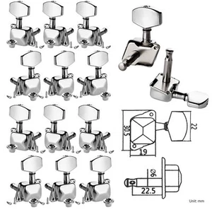 Acoustic Guitar String Tuning Pegs Machine Heads Tuners R L Chrome Semiclosed - Picture 1 of 9