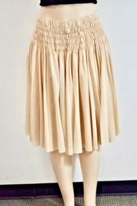 TSE BEIGE SILK CHIFFON FULL KNEE LENGTH SKIRT SIZE 8 ON SALE JF - Picture 1 of 12