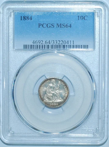 1884 P PCGS MS64 Liberty Seated Dime Cover
