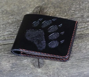 Portafoglio in pelle con pista per orsi, portamonete, porta carte di credito. - Foto 1 di 8