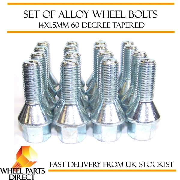Alloy Wheel Bolts (16) 14x1.5 Nuts Tapered for Seat Alhambra [Mk2] 10-15 - Image 1 of 1
