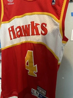 SPUD WEBB Atlanta HAWKS Basketball ADIDAS Sewn Size 2XL Jersey NBA Red- Awesome - Image 1 of 3