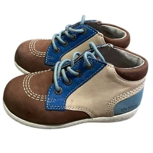 Kickers Braun und Blau Nubuk Sneaker Stiefel Schuh Unisex Kleinkind Größe EU 24 US 8 - Bild 1 von 12
