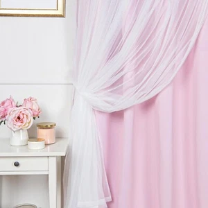 Living Room, Bedroom Curtains - Thermal 52"W x 84"L (Pack of 2) New Pink, Bx9 - Picture 1 of 6