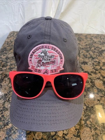 2017 Atlanta Braves Inaugural Season SunTrust Park Hat Cap Gray Pink Sunglasses Cover