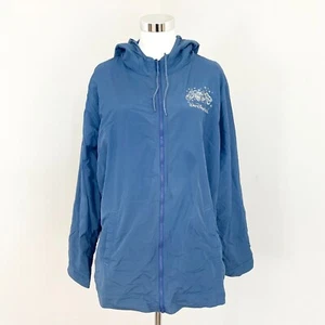 Walt Disney World Raincoat Womens Size 1X Blue Full Zip Hooded Water Resistant - Picture 1 of 13