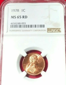 1978 NGC MS65RD LINCOLN CENT - Picture 1 of 3