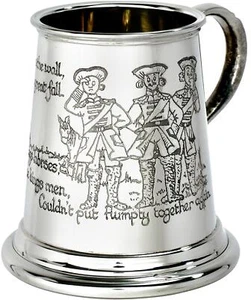 Quarter Pint Mug Humpty Dumpty Christening Gift Pewter Tankard Scroll Handle - Picture 1 of 3