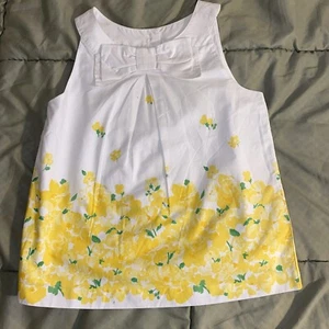 Janie and Jack Mädchen💕Größe 7 weiß mit gelben Blumen Kurzarm gefütterte Bluse - Bild 1 von 10