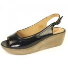 Heavenly Feet Capri Black Patent Sling Back Peep Shoes Size 6.5 EU 40 RRP 35.99