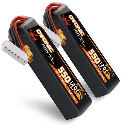 2X Ovonic 22,2V 120C 6S 550mAh Lipo Akku XT30 für 3-4'' RC Quad FPV multirotor - Bild 1 von 4