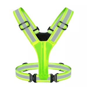 Elastic Webbing LED Reflective Running Vest 3 Lighting Modes High Visibility - Picture 1 of 8