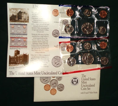 1992 US MINT UNCIRCULATED 10 COIN SET - WITH BOTH P AND D MINT COINS - Image 1 of 2