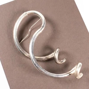 Broche prendedor vintage grande de plata esterlina estudio artesanal post moderno abstracto rizado - Imagen 1 de 8