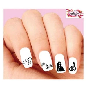 Juego de 20 calcomanías de uñas tobogán acuático - Boda, novia, novio, silueta surtido #2 - Imagen 1 de 1