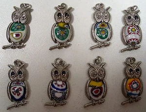 CUTE & COLORFUL GOOD LUCK "OWL" CHARM PENDANT METAL/PLASTIC MULTCOLOR NEW - Picture 1 of 11