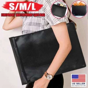 Large Fire Proof money Bag Fireproof Document Pouch Waterproof Safe Cash S/M/L - Picture 1 of 15