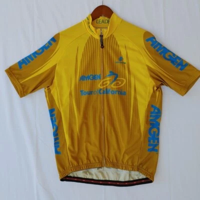 Camiseta deportiva de ciclismo Hincapie para hombre XL amarilla líder bolsillos traseros Amgen Tour 2010  Foto 1 de 4