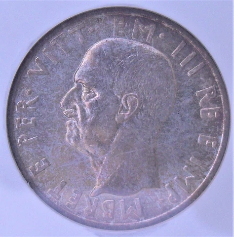 1939 R Albania 5 Lek , NGC MS 65 , nice GEM silver coin       #1321 Cover