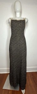 St. John Knit Evening Dress SZ 10 Black Gold Low Back (Altered Damaged Read See - Picture 1 of 14