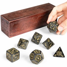 Titan Dice: Nyx 7 Giant Polyhedral Dice Set in Wooden Box 25mm Jumbo Dice
