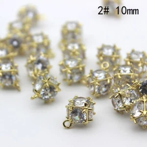 10pcs Rhinestone Button Beads Alloy Diamante Shank Crystal Bling Wedding Sewing - Picture 1 of 32