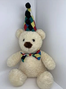 Heunec Plüschtier Kuscheltier Eisbär Creme Hut bunt Clown Schleife Vintage Teddy - Bild 1 von 7
