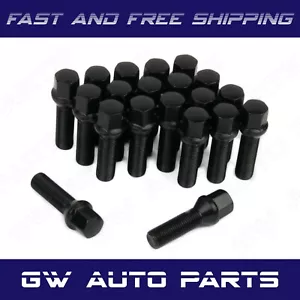20 PCs Black M14x1.5 Cone Seat Lug Bolts 60mm/2.36" Shank Fit Volkswagen Volvo - Picture 1 of 6