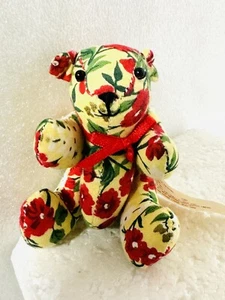 Applause Jointed Fabric Christmas Floral Arianna Bear 4” - Picture 1 of 7