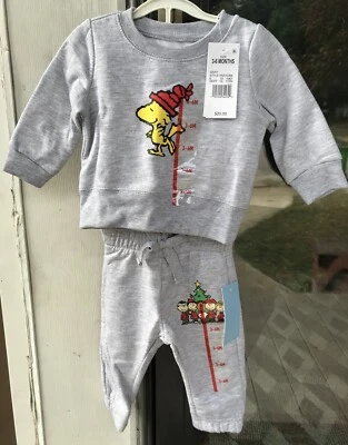 Conjunto de 2 sudaderas y joggers grises Peanuts Baby 3-6 meses Woodstock Snoopy 05 Foto 1 de 4