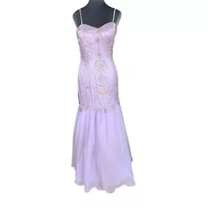 Bicici Beaded Mermaid Formal Dress Lavender Gown Spaghetti Strap Evening Size M - Picture 1 of 7