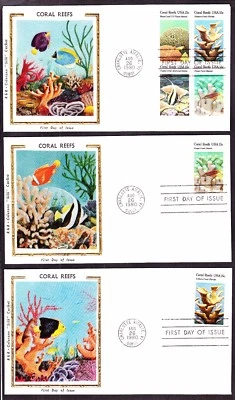 US 1827-1830 15c Coral Reefs First Day Covers Lot w/ Colorano "Silk" Cachets - Image 1 of 2