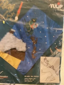 Nuovo TUPLIP pronto da dipingere Natale Babbo Natale slitta bandiera arte INTERNO/ESTERNO 26"X40" - Foto 1 di 6