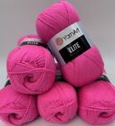 YarnArt Elite Double Knitting Crochet Yarn Wool - 5x100g Balls - 174 Neon Pink