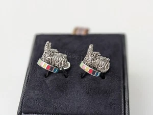 Paul Smith Manschettenknöpfe - Brandneu mit Etikett Signatur Künstler Streifen Terrier Hundehalsband UVP: 110 £ - Bild 1 von 7