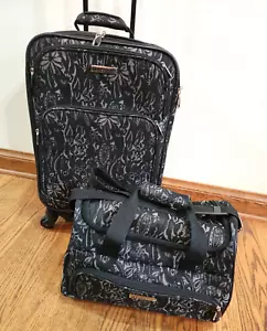 Bolso de mano y equipaje a juego con estampado floral de tapiz negro y gris de ocio - Imagen 1 de 10