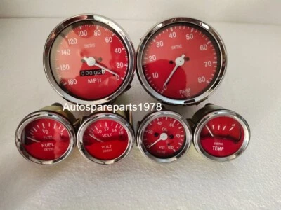 Smiths Replica Kit-Elec Temp Oil Fuel voltGauge+180-0MPH Speedo+0-80RPM 100mm RC - Image 1 of 3
