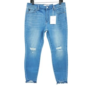 Jeans KanCan alla caviglia skinny vita media 15/31 elasticizzato invecchiato orlo sfilacciato MedWash nuovo con etichette - Foto 1 di 14
