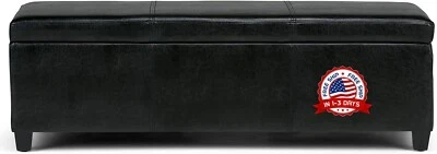 Otomana Rectangular De Almacenamiento Con Tapa Acolchada De 48 Pulgadas Negro - Image 1 of 4