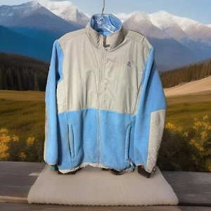 The North Face Girl’s Youth Blue And Gray Polartec Full Zip Denali Fleece XL - Picture 1 of 10