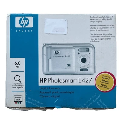 HP Photosmart E427 6MP Compact Digital Camera - Silver. BOXED. In VGC - Image 1 of 4